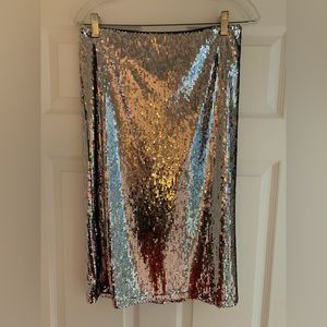 Silver sequin skirt